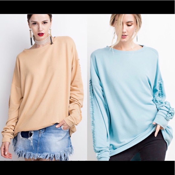 🏆HOST PICK🏆NEW☀️Butterscotch Ruffle Trim Sleeves - Picture 5 of 7